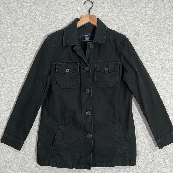 Vintage GAP Canvas Barn Coat Womens Medium Black Jacket Y2K Chore Field Gorp - Picture 1 of 9